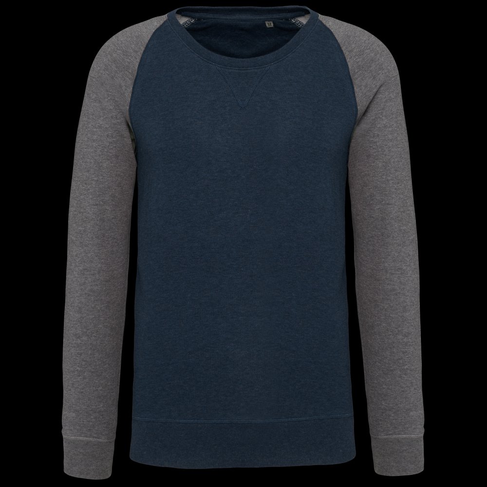 Sweat-shirt French Terry Bio bicolore col rond manches raglan homme