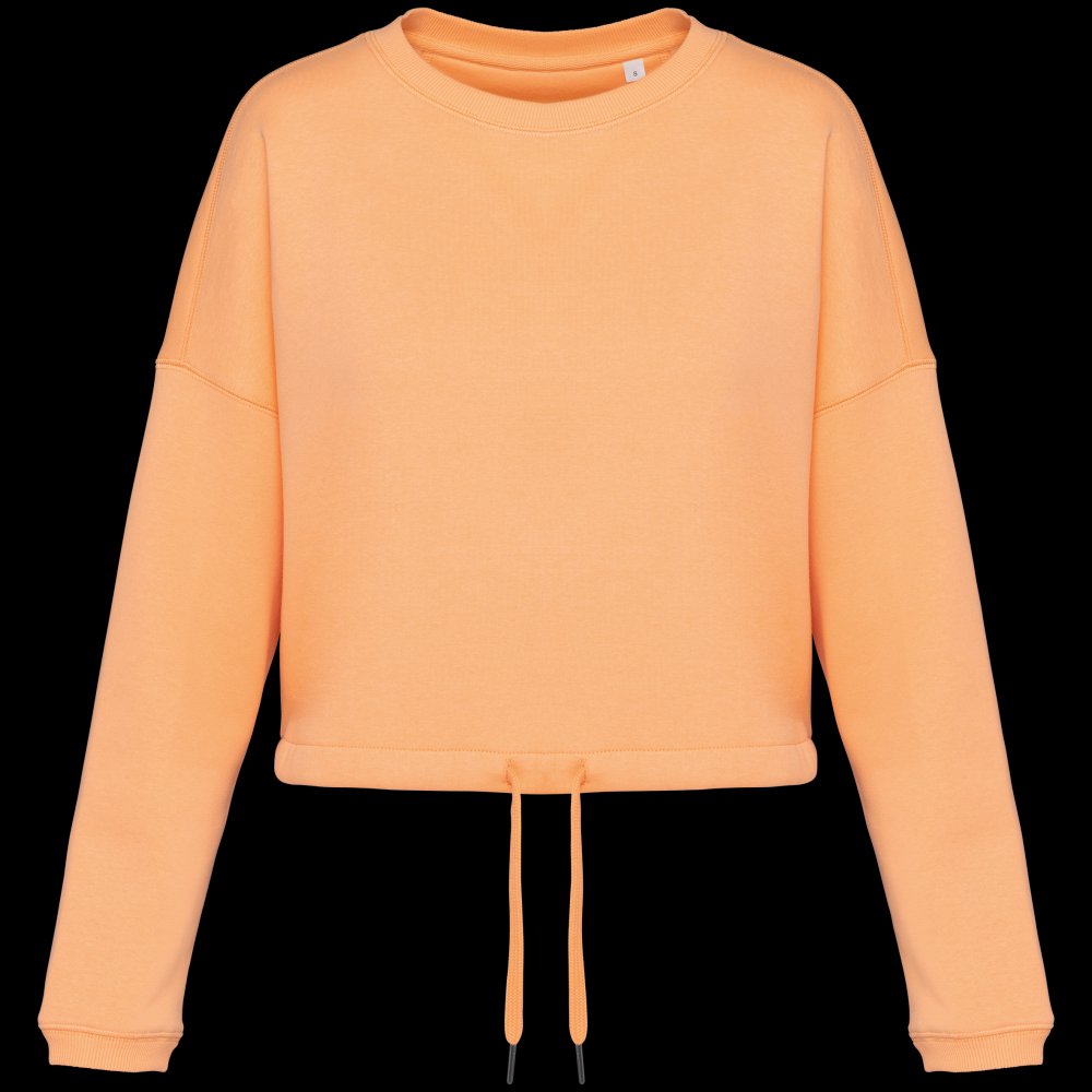 Sweat-shirt écoresponsable à col rond oversize crop femme