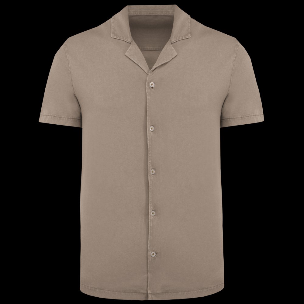 Chemise écoresponsable délavée en jersey manches courtes à col bowling homme
