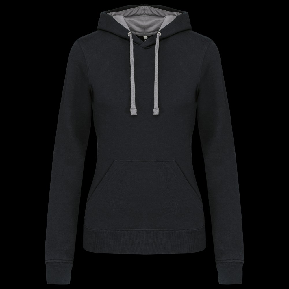 Sweat-shirt capuche contrastée femme