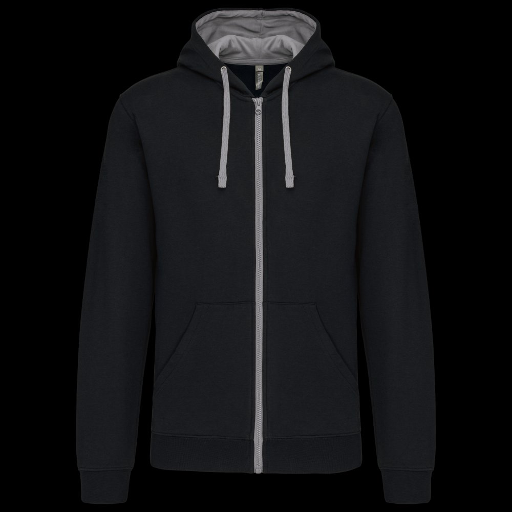 Sweat-shirt zippé capuche contrastée