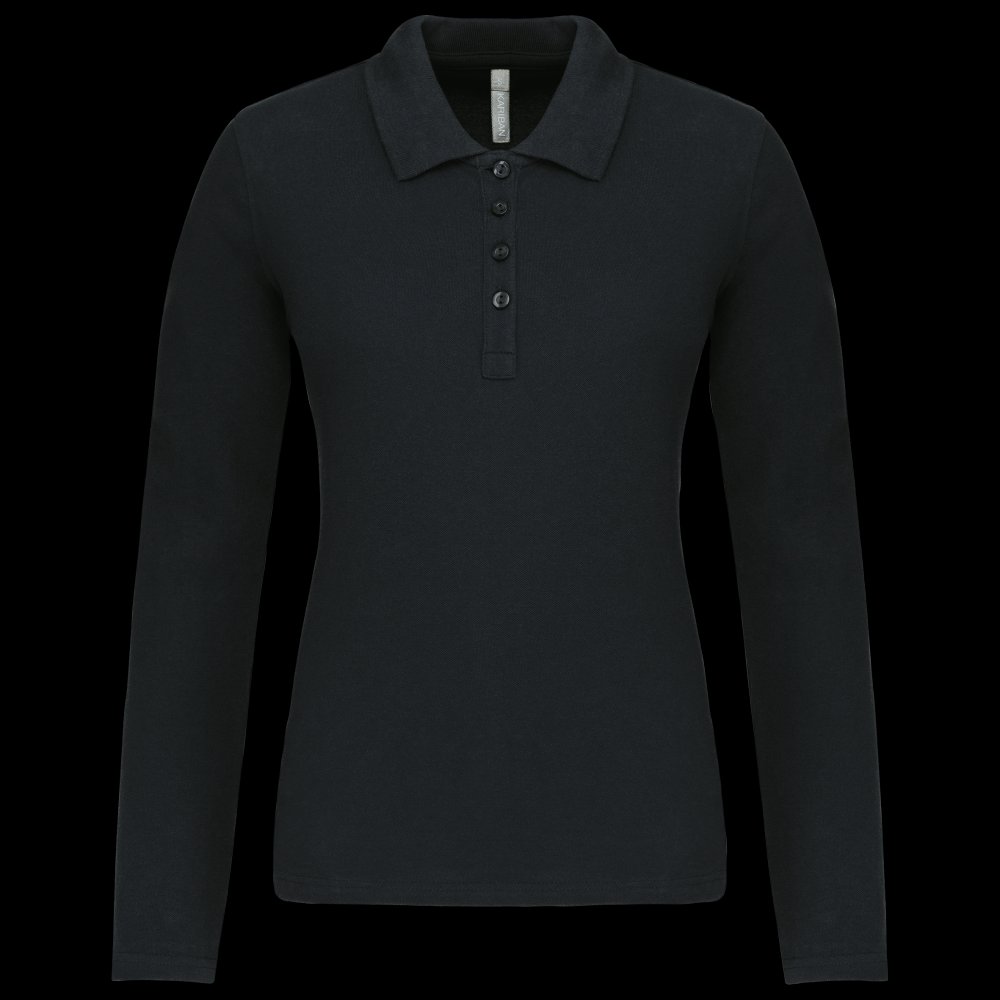 Polo piqué manches longues femme
