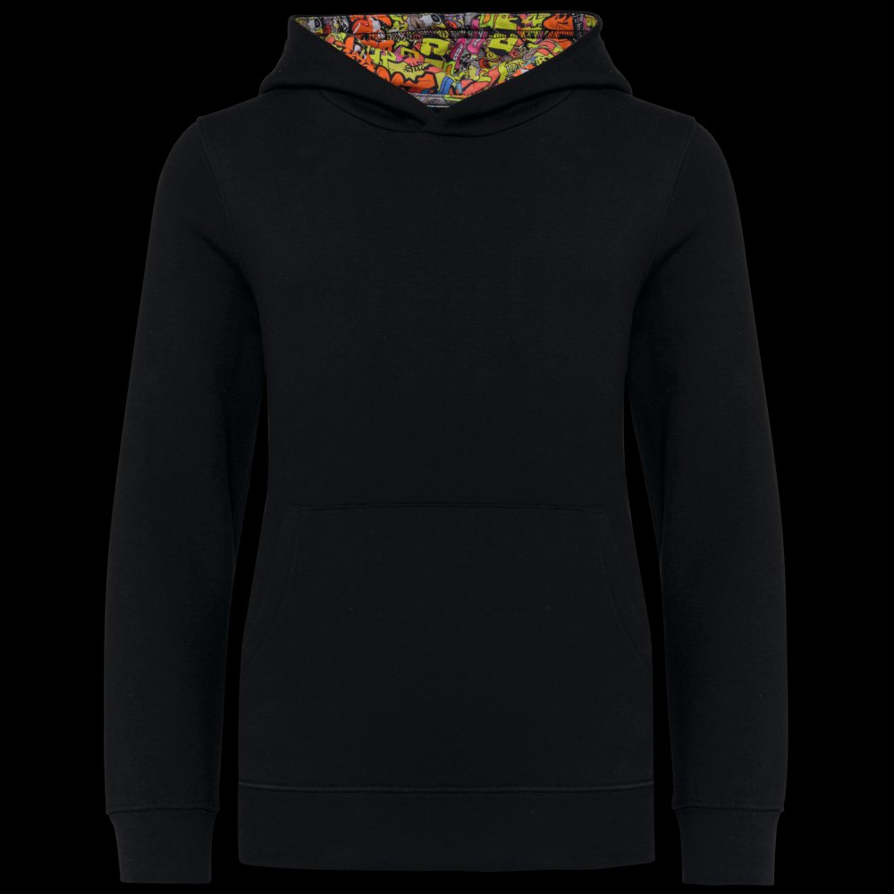 Sweat-shirt à capuche contrastée à motifs enfant unisexe